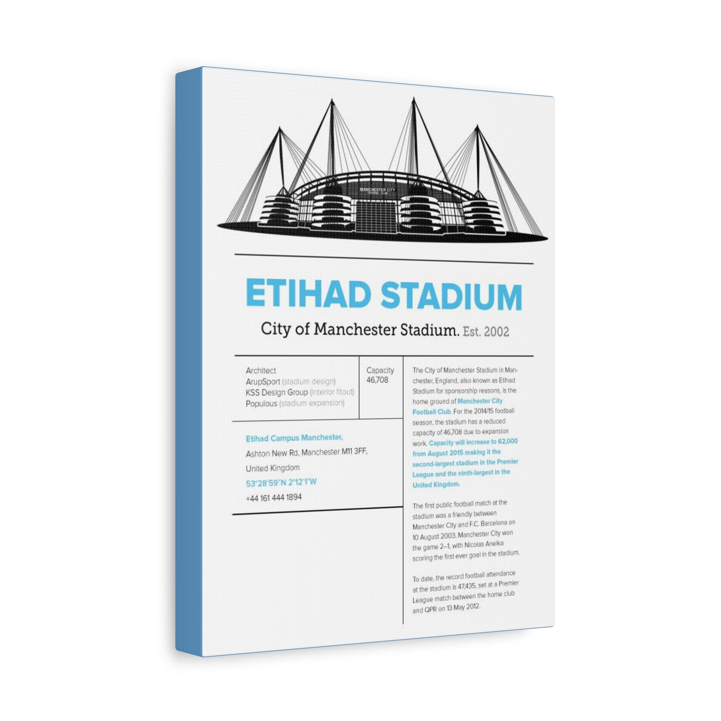 Etihad Stadium Canvas Print, Manchester City