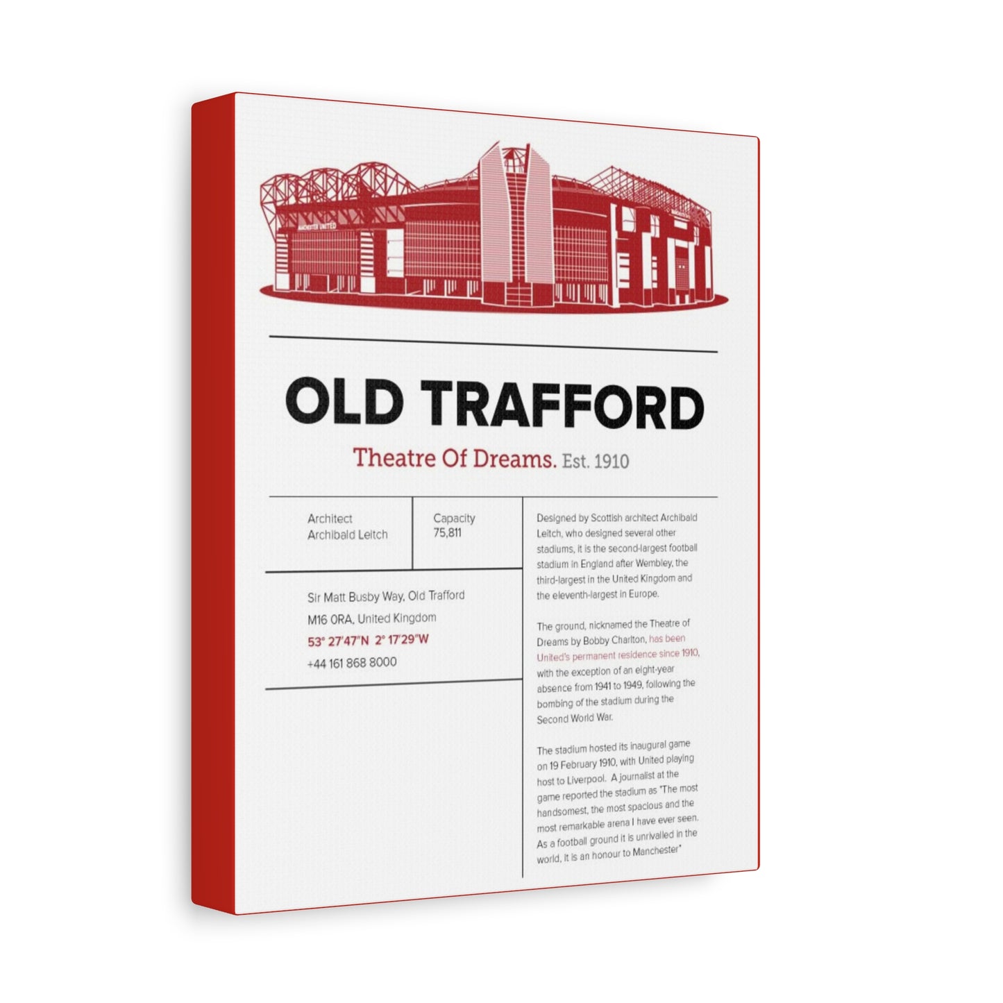 Old Trafford Canvas Print, Manchester United Stadium