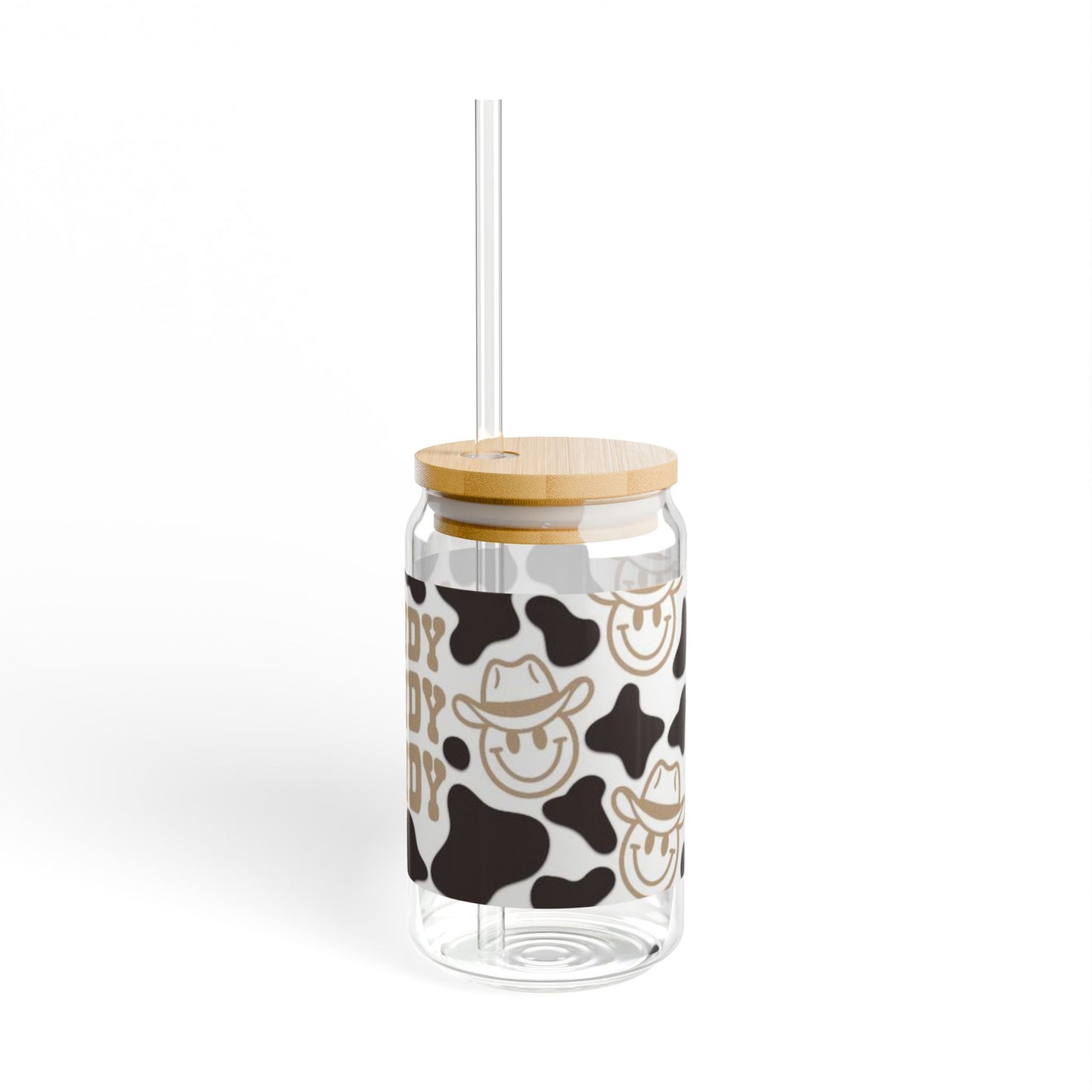 Cowboy Sipper Glass 16oz, Western Drinkware for Parties & Gifts, Rustic Coffee Cup