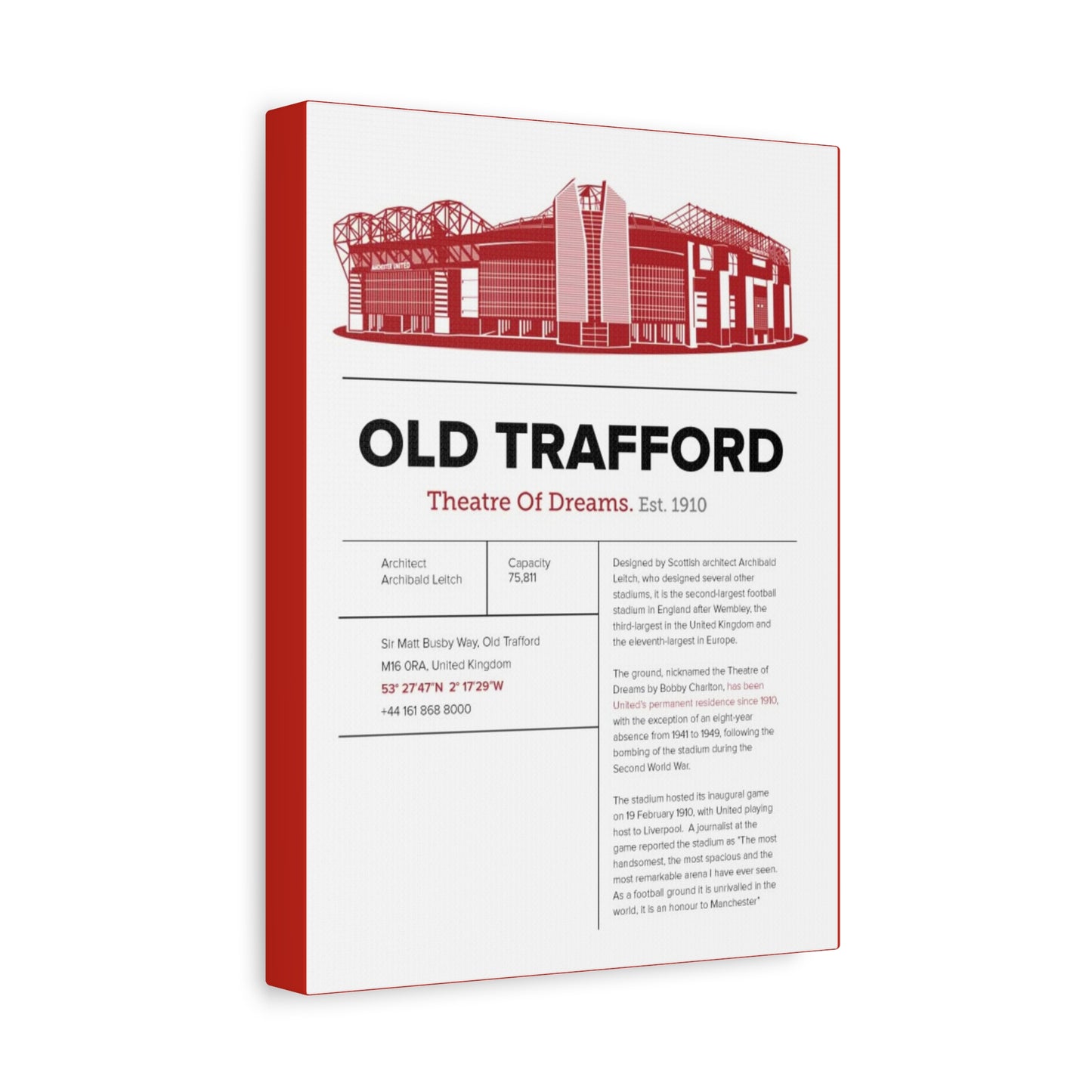 Old Trafford Canvas Print, Manchester United Stadium