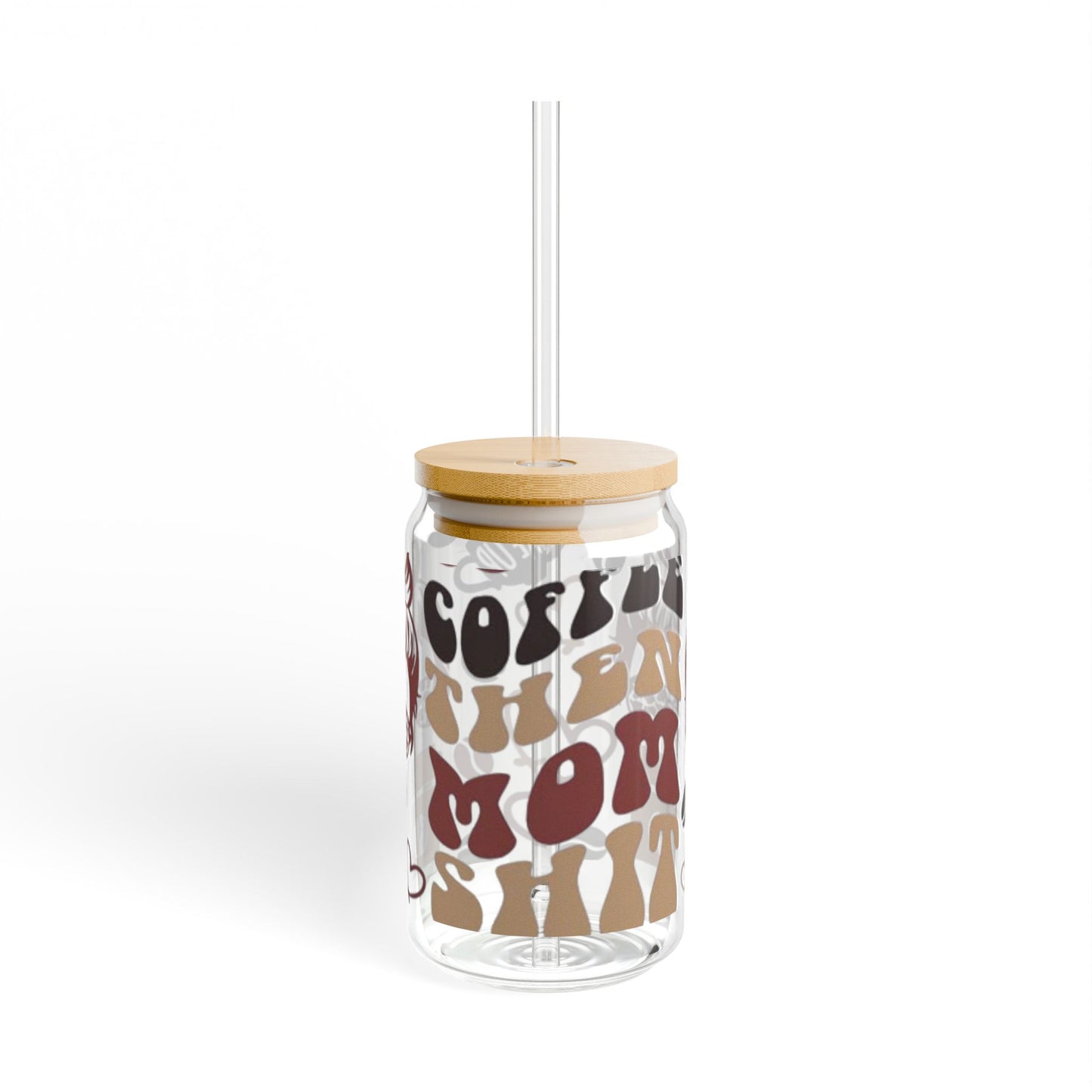 Cute Mom Sipper Glass 16oz, Perfect Gift for Coffee Loving Moms, Fun Kitchen & Drinkware