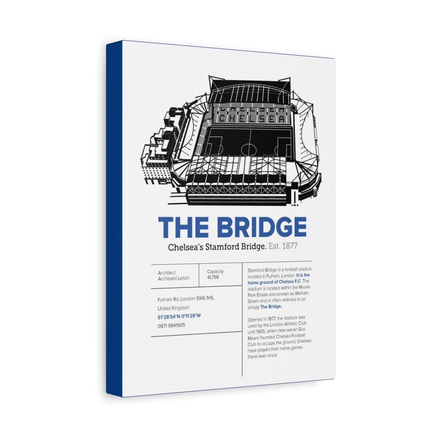 Chelsea Stadium Canvas Print, Stamford Bridge