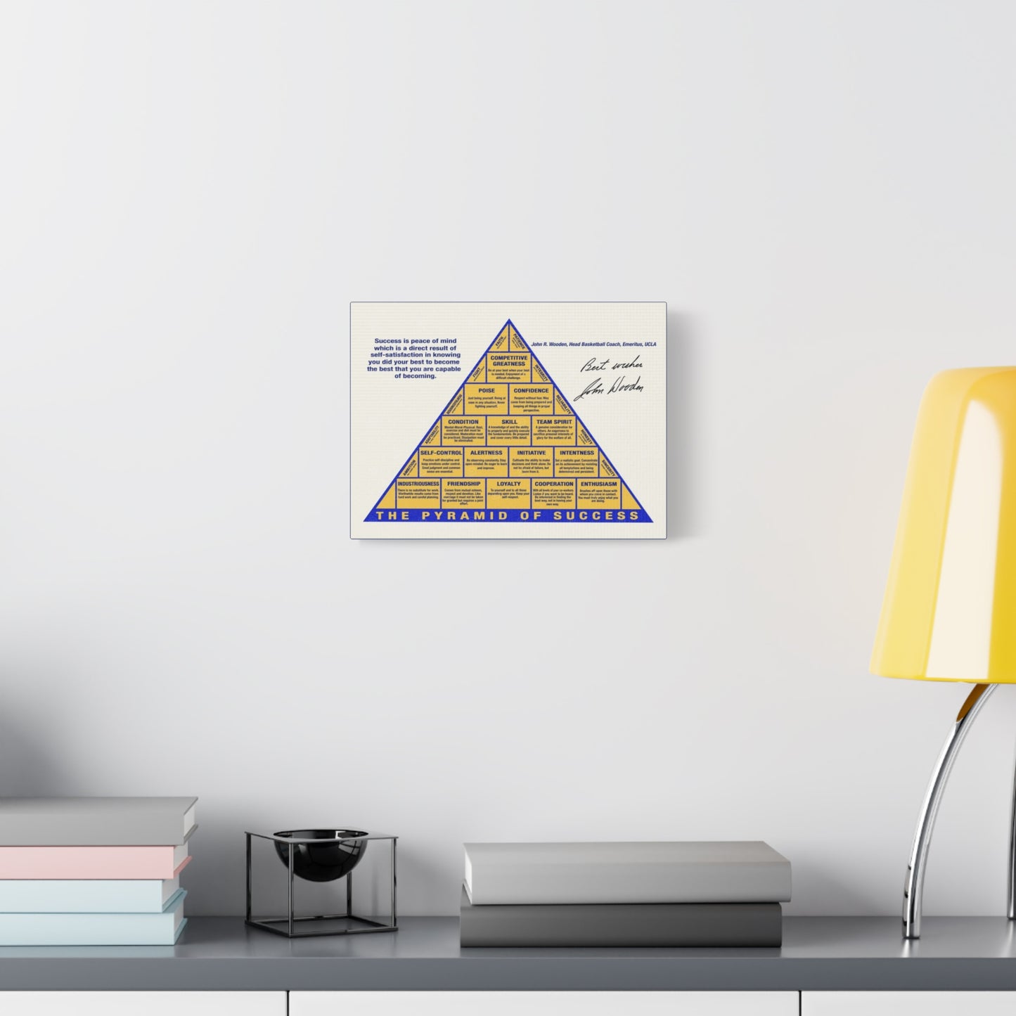John R Wooden Pyramid of Success Canvas Print, Motivational Wall Art, Leadership Decor, Coachs Office Poster, Basketball Inspiration Gift
