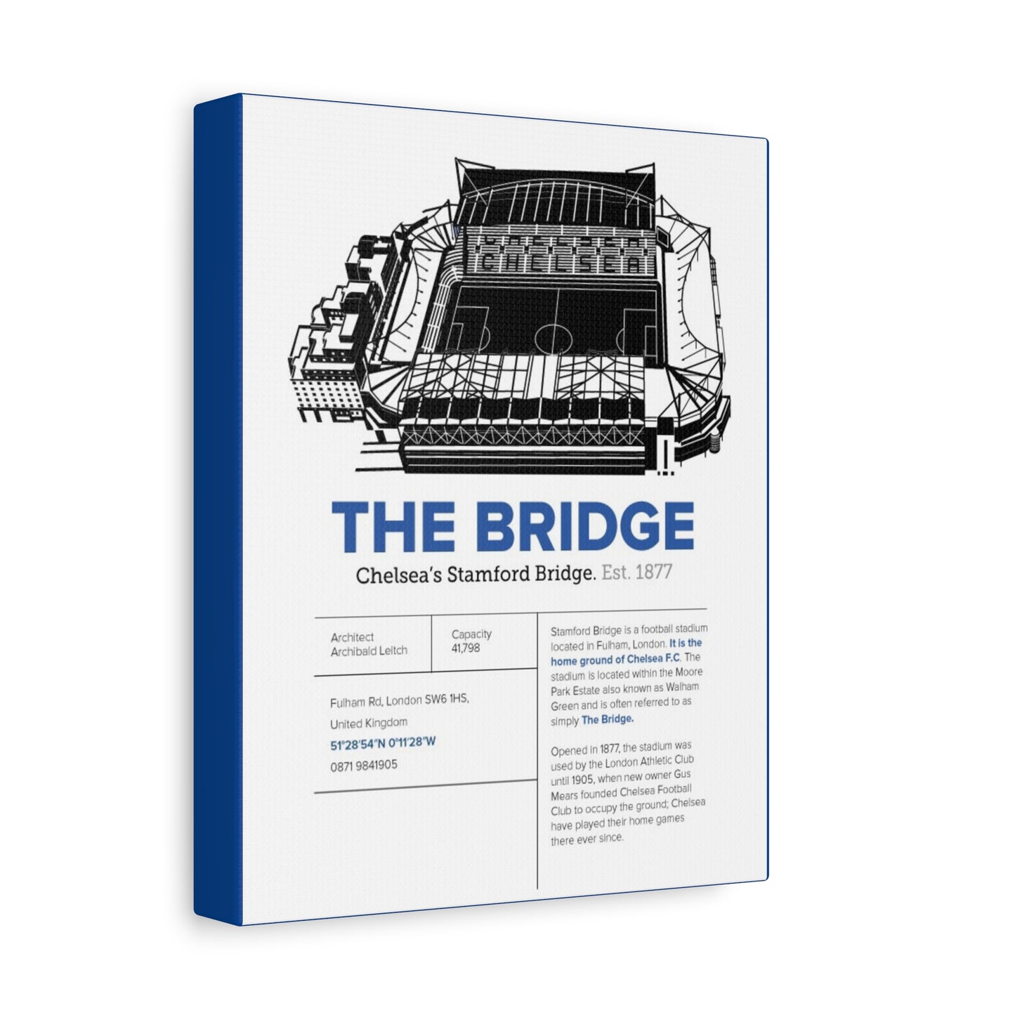 Chelsea Stadium Canvas Print, Stamford Bridge