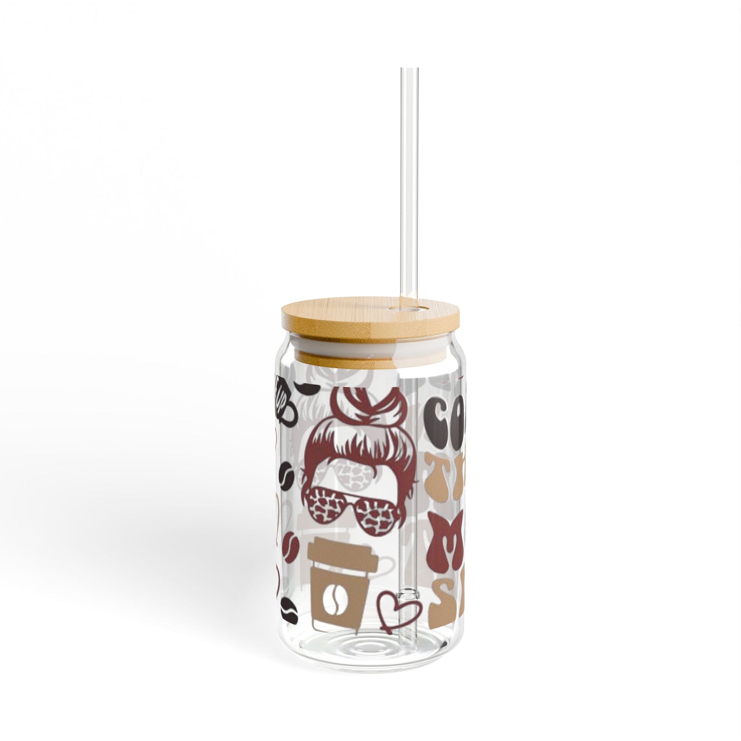 Cute Mom Sipper Glass 16oz, Perfect Gift for Coffee Loving Moms, Fun Kitchen & Drinkware