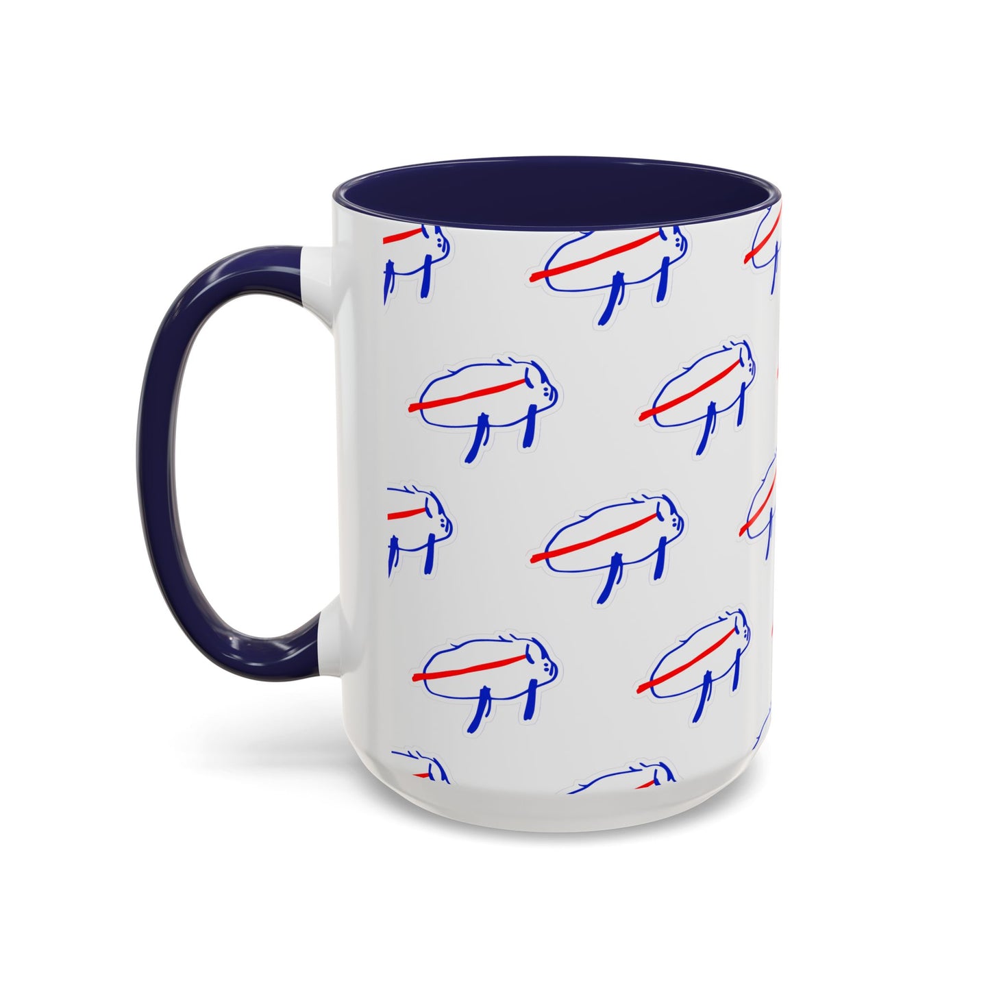 Buffalo Bills Drawing Inspired Coffee Mug, Red and Blue Mug, Gift for Die-Hard Buffalo Fans, Fun Office Decor, Unique Gift