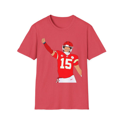 Mahomes Celebration Unisex Softstyle T-Shirt, Perfect for Game Day, Sports Fans, Gift for Him/Her, Casual Wear, Team Spirit