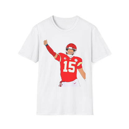 Mahomes Celebration Unisex Softstyle T-Shirt, Perfect for Game Day, Sports Fans, Gift for Him/Her, Casual Wear, Team Spirit