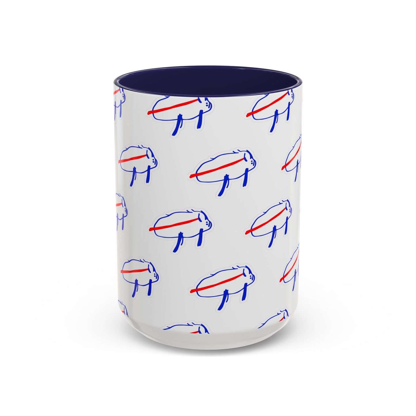 Buffalo Bills Drawing Inspired Coffee Mug, Red and Blue Mug, Gift for Die-Hard Buffalo Fans, Fun Office Decor, Unique Gift