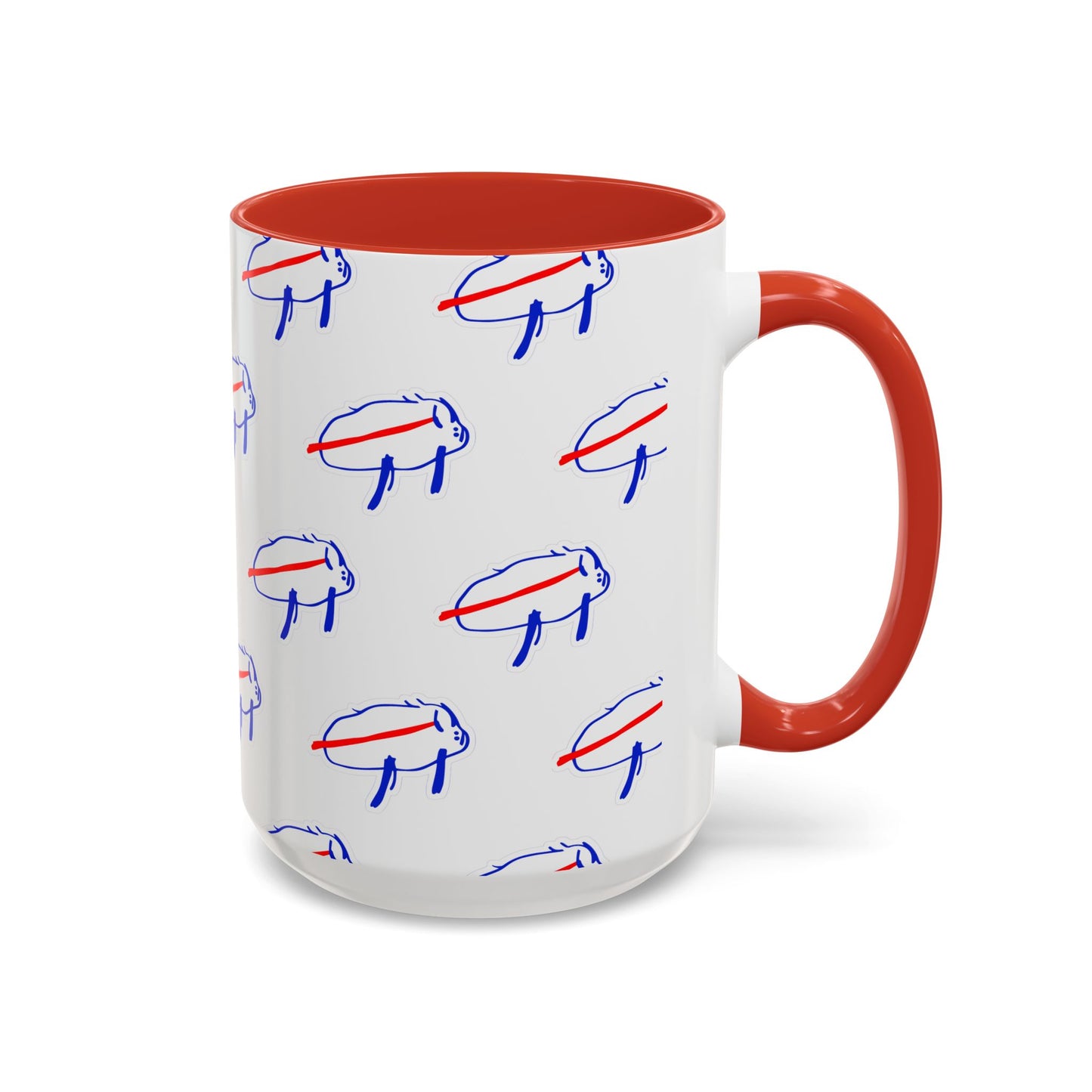 Buffalo Bills Drawing Inspired Coffee Mug, Red and Blue Mug, Gift for Die-Hard Buffalo Fans, Fun Office Decor, Unique Gift