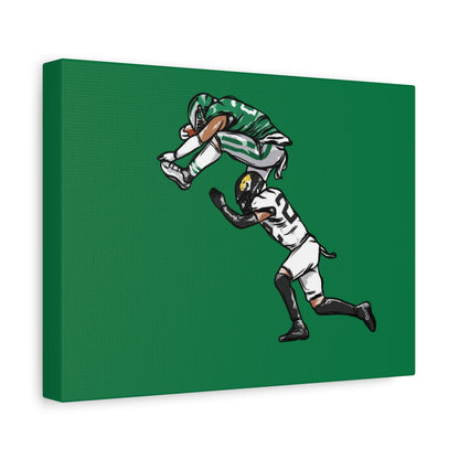 Canvas Print, Saquon Barkley Reverse Hurdle Sports Decor, Game Day Wall Art, Touchdown Celebration, Green Black Wall Hanging, Sports Fan