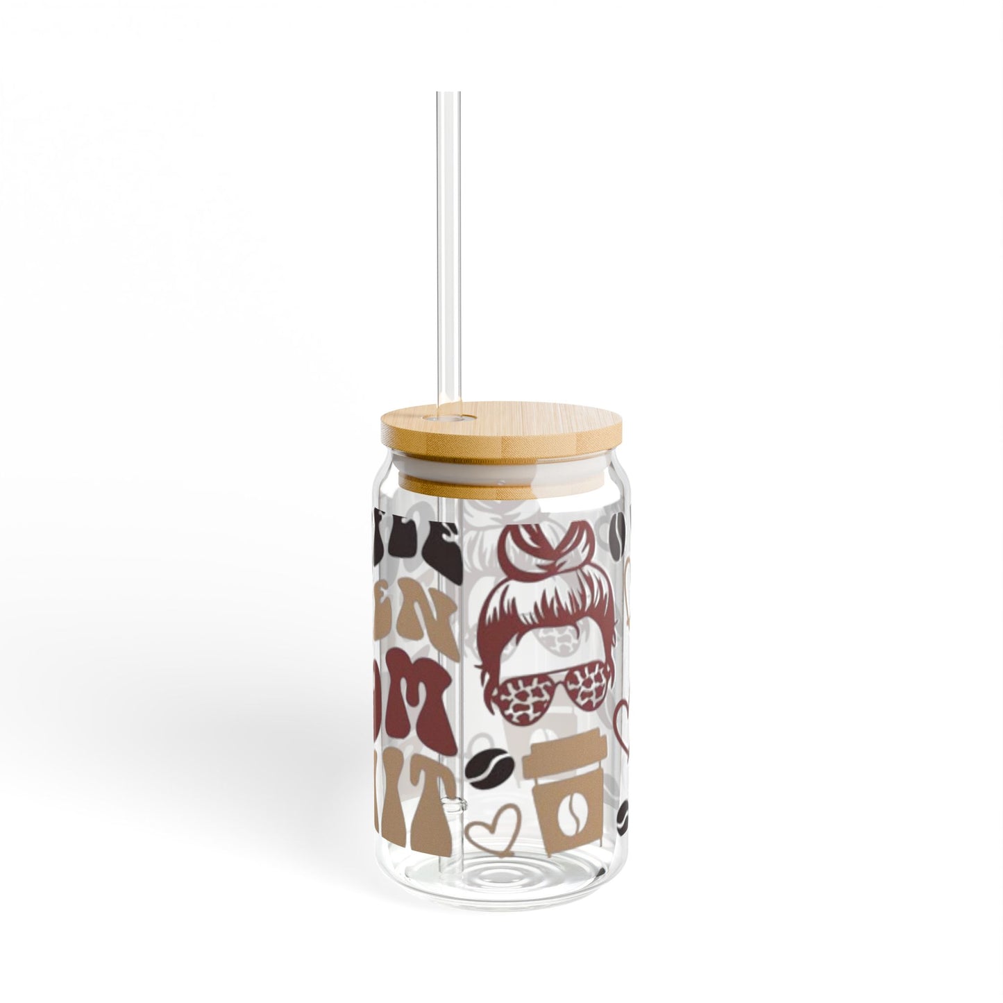 Cute Mom Sipper Glass 16oz, Perfect Gift for Coffee Loving Moms, Fun Kitchen & Drinkware
