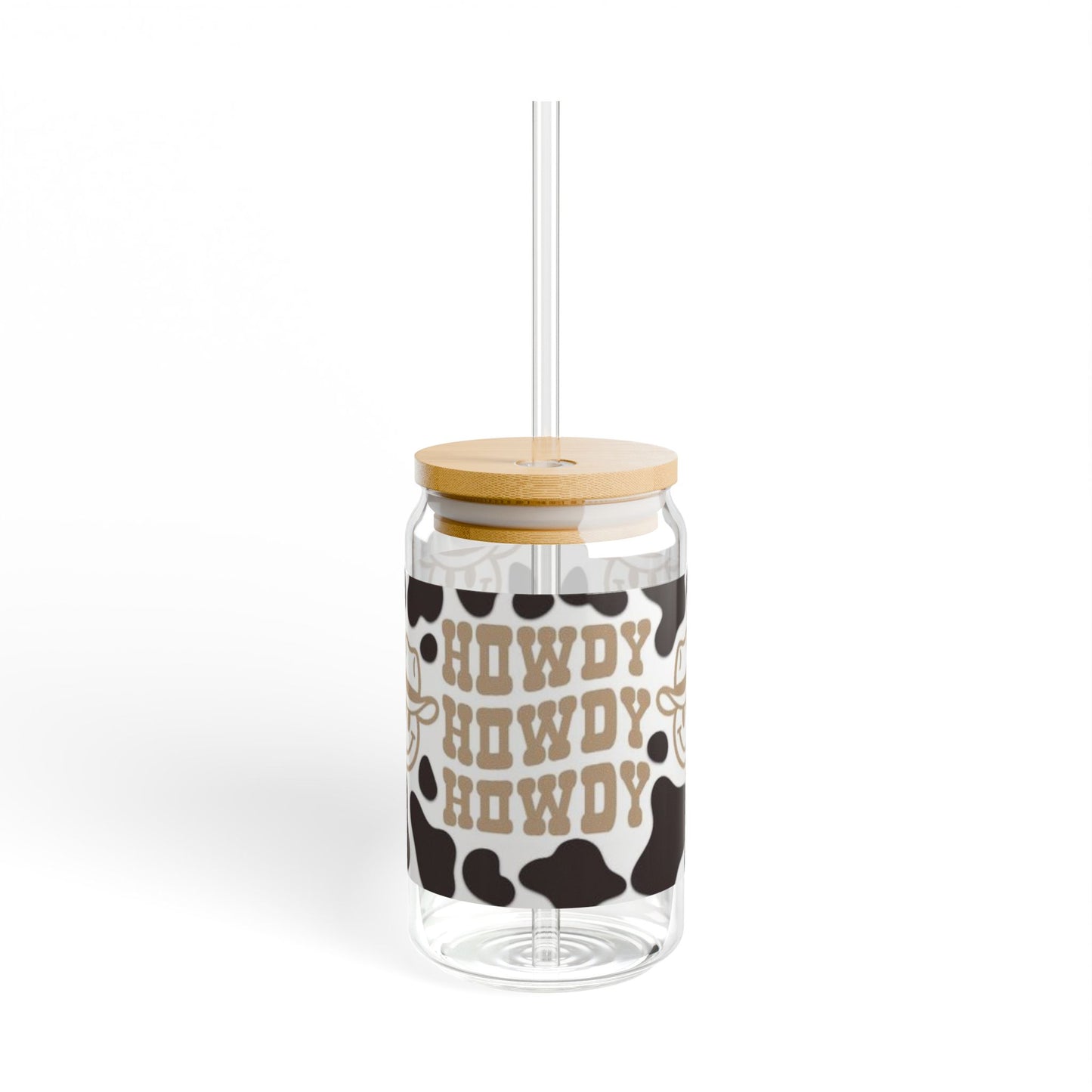 Cowboy Sipper Glass 16oz, Western Drinkware for Parties & Gifts, Rustic Coffee Cup