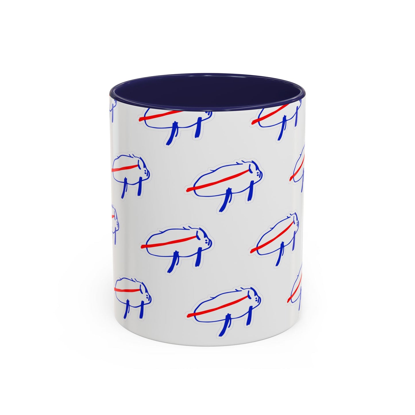 Buffalo Bills Drawing Inspired Coffee Mug, Red and Blue Mug, Gift for Die-Hard Buffalo Fans, Fun Office Decor, Unique Gift