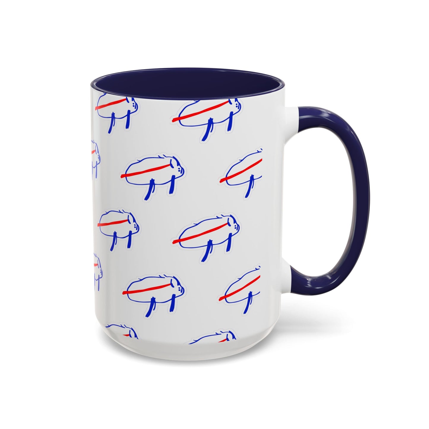 Buffalo Bills Drawing Inspired Coffee Mug, Red and Blue Mug, Gift for Die-Hard Buffalo Fans, Fun Office Decor, Unique Gift