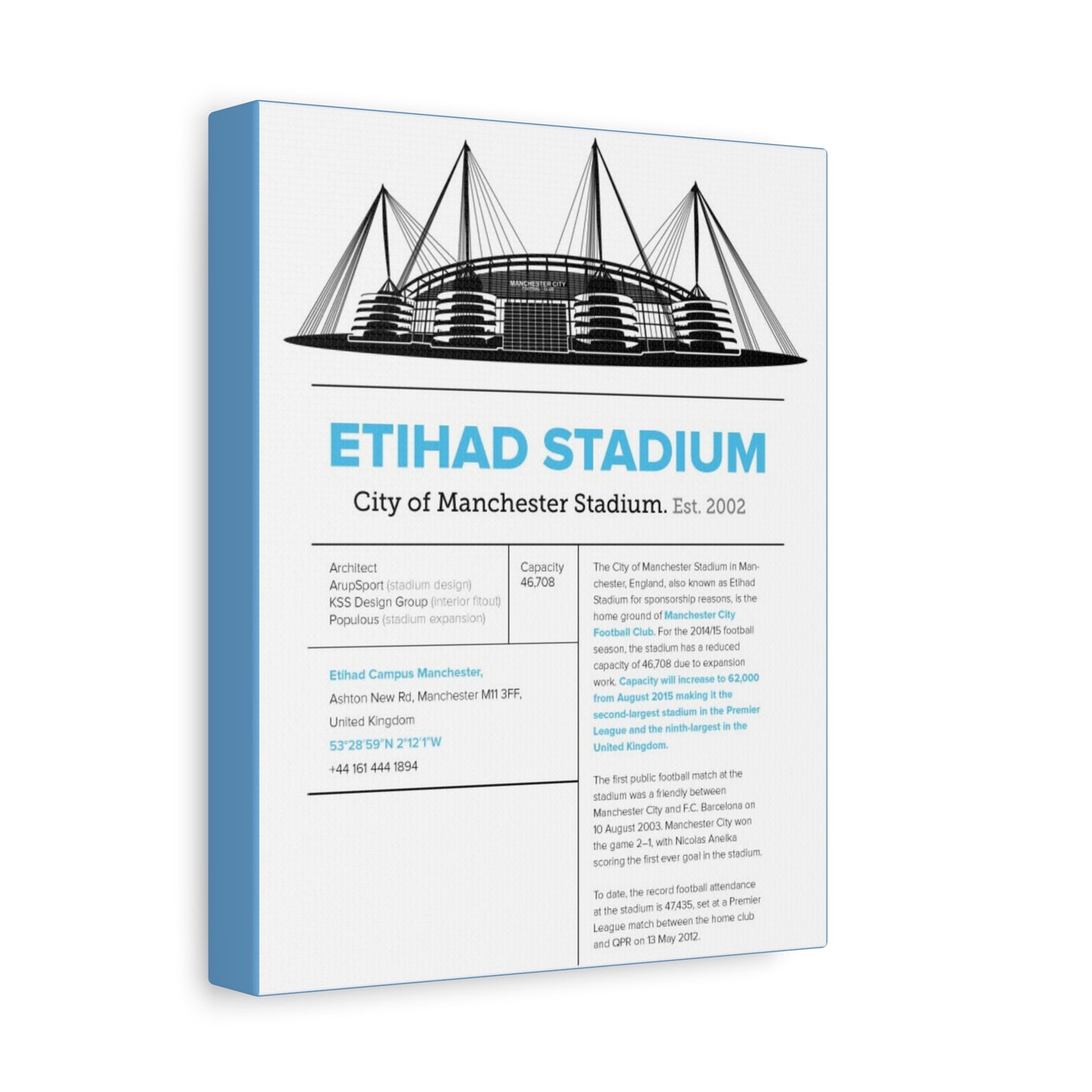 Etihad Stadium Canvas Print, Manchester City