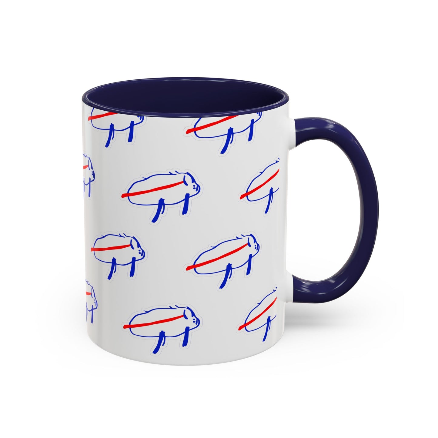 Buffalo Bills Drawing Inspired Coffee Mug, Red and Blue Mug, Gift for Die-Hard Buffalo Fans, Fun Office Decor, Unique Gift
