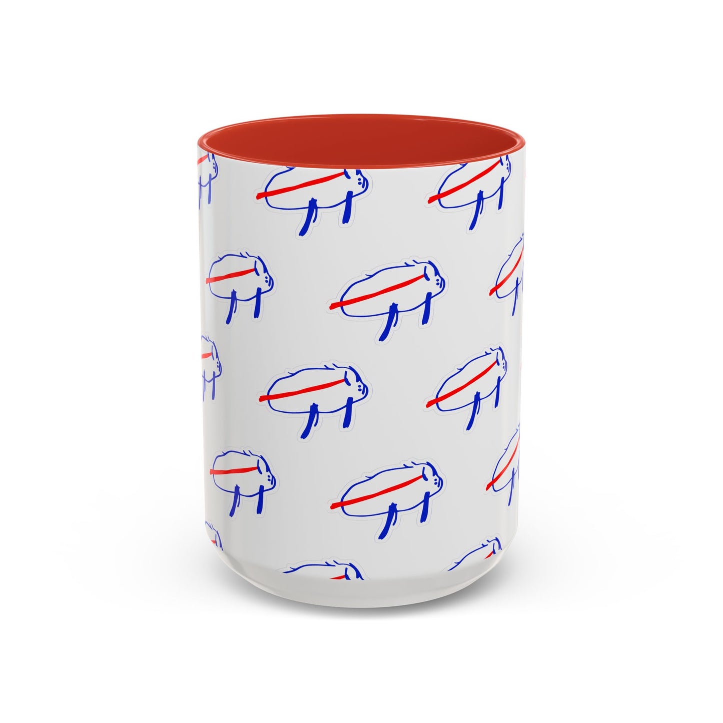 Buffalo Bills Drawing Inspired Coffee Mug, Red and Blue Mug, Gift for Die-Hard Buffalo Fans, Fun Office Decor, Unique Gift
