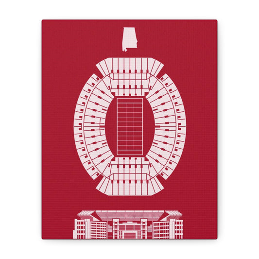 Bryant-Denny Stadium Canvas Print | Alabama Crimson Tide Fan Gift, College Football Decor, Bama Game Day Wall Print